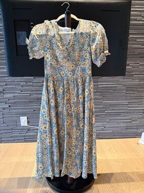 Blue Floral Daisy Maxi summer Dress
